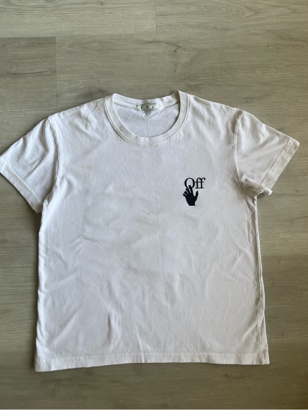 Off-White White Crewneck T-Shirt with Black Label